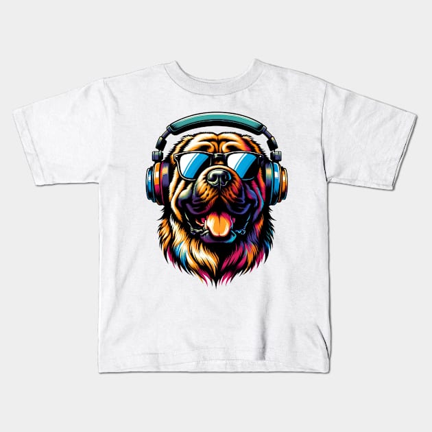 Spanish Mastiff DJ Grooves with Smiling Charm Kids T-Shirt by ArtRUs